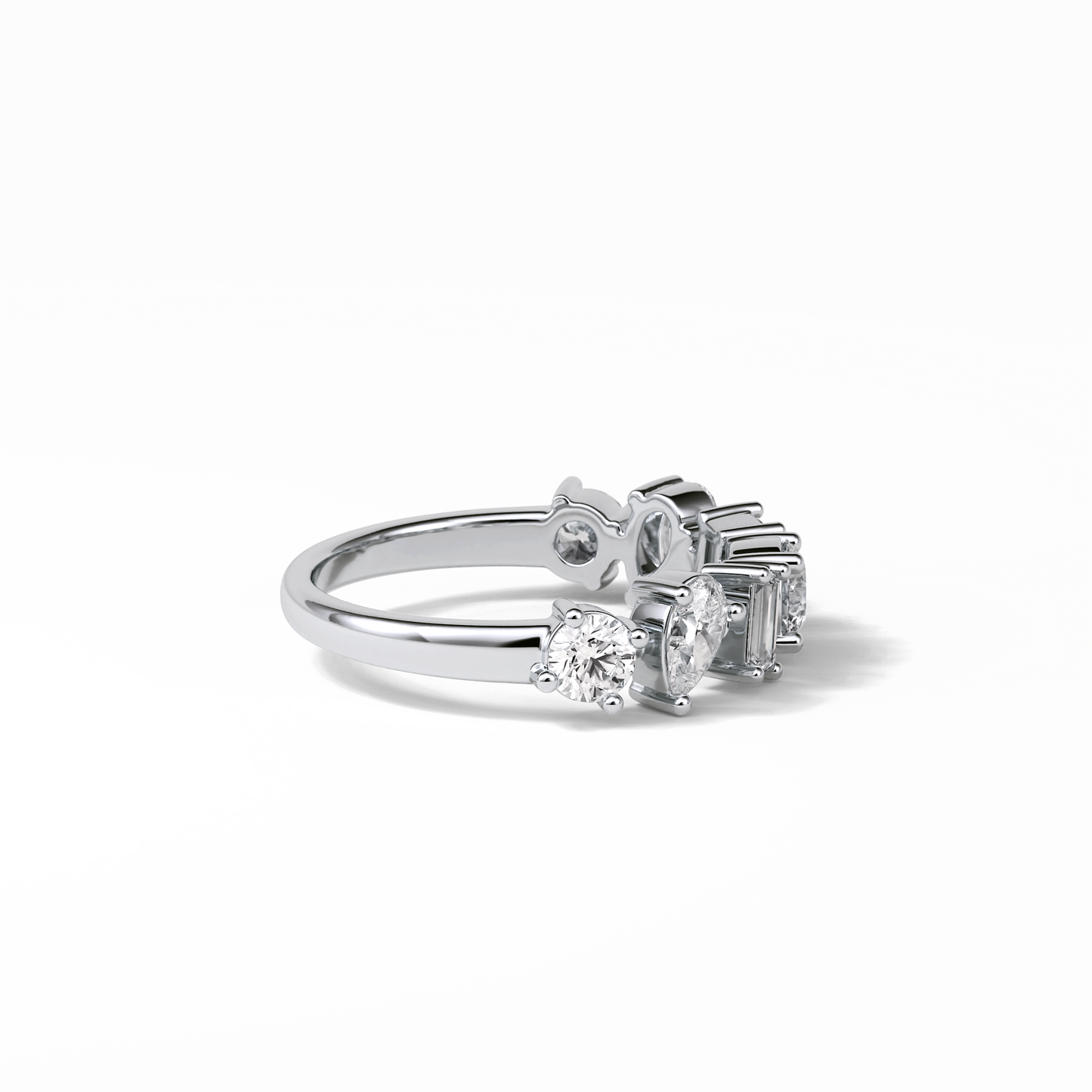1.4 TCW Pear, Baguette & Round Shaped Wedding Band 3