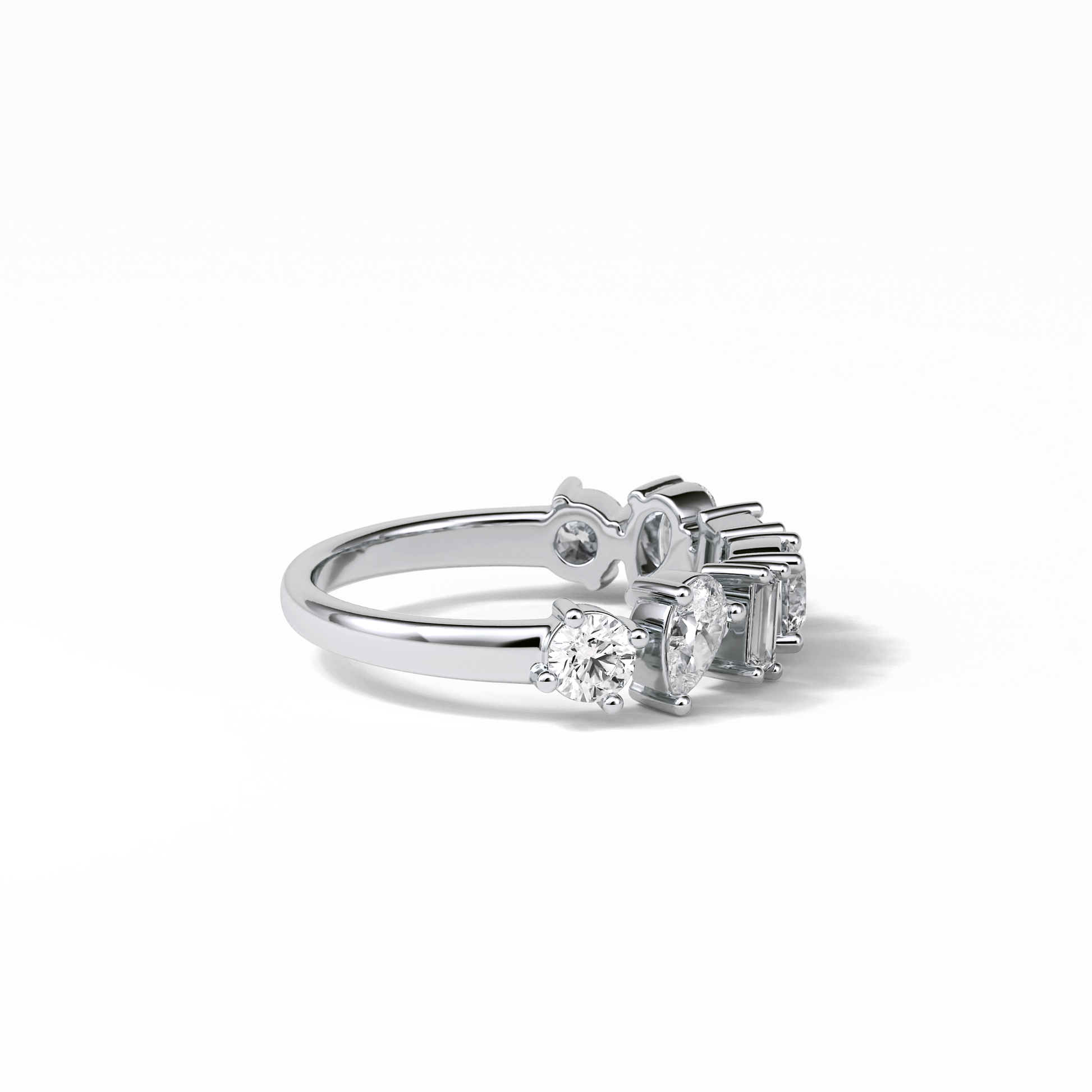 1.4 TCW Pear, Baguette & Round Shaped Wedding Band 3