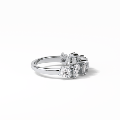 1.4 TCW Pear, Baguette & Round Shaped Wedding Band 3