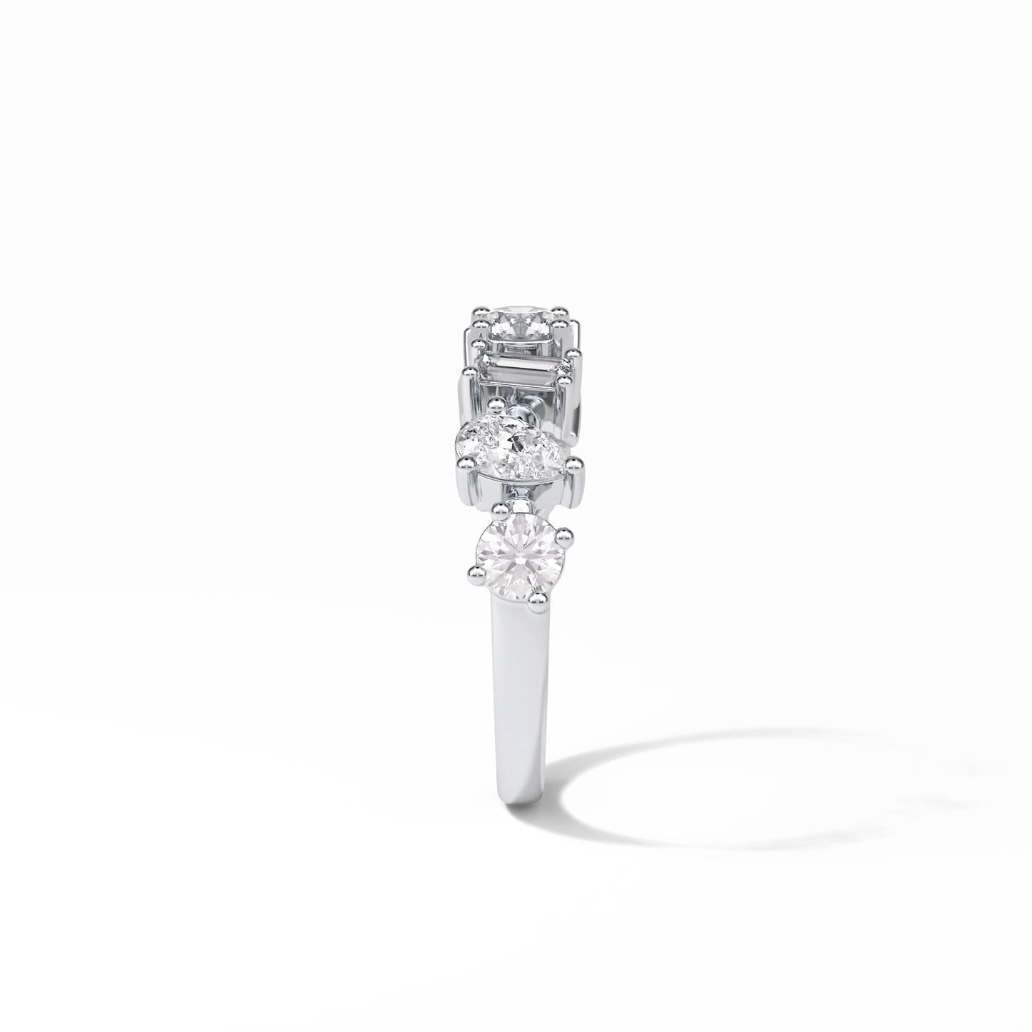 1.4 TCW Pear, Baguette & Round Shaped Wedding Band 4