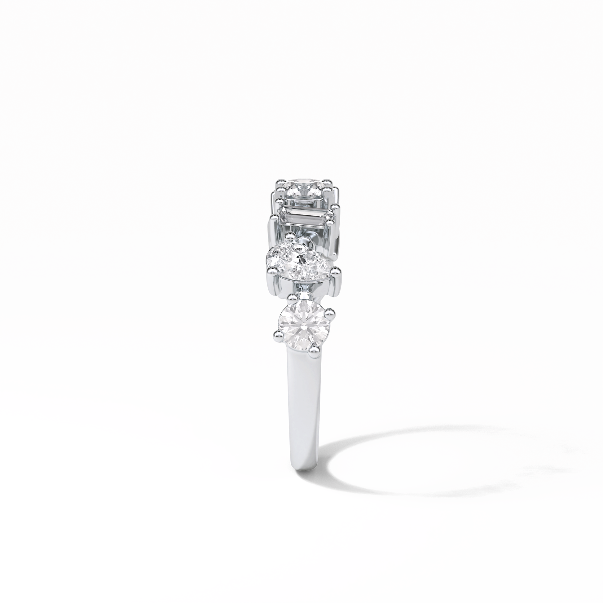 1.4 TCW Pear, Baguette & Round Shaped Wedding Band 4