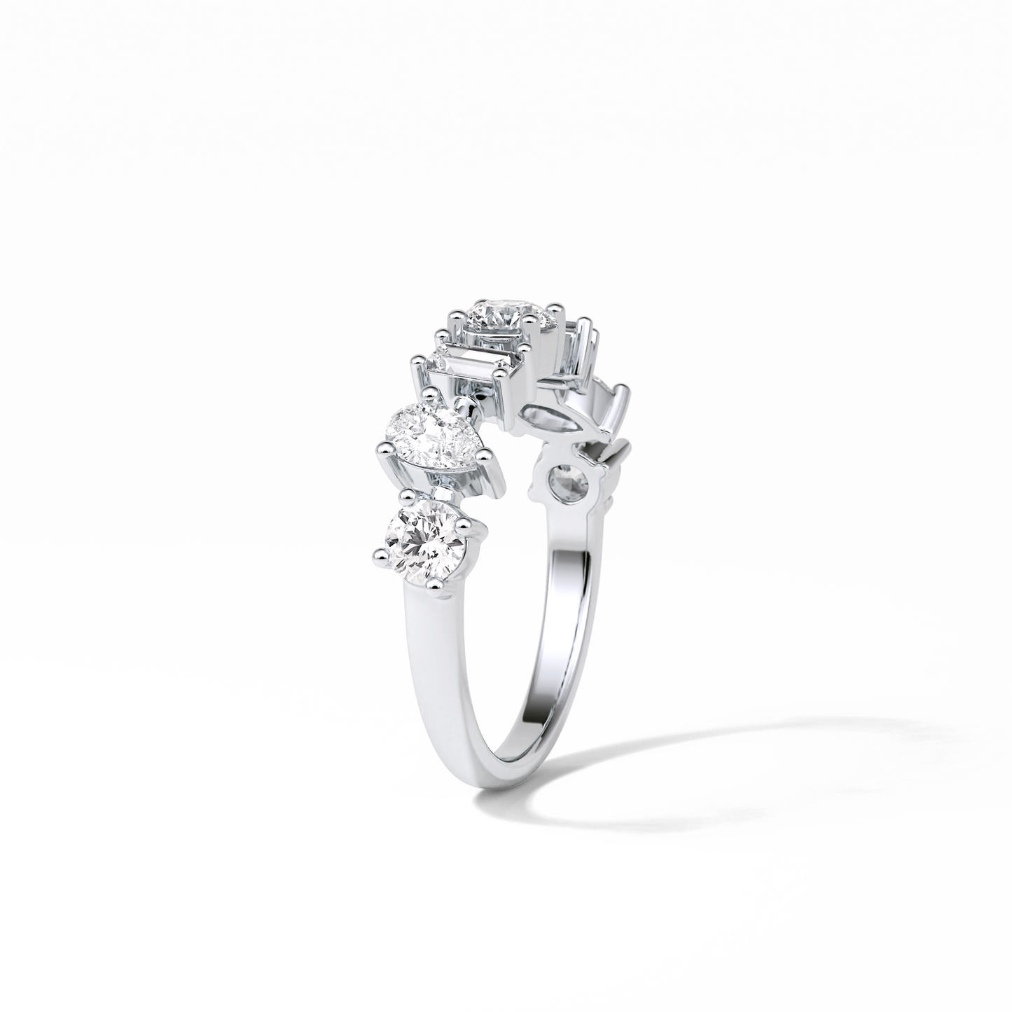 1.4 TCW Pear, Baguette & Round Shaped Wedding Band 5