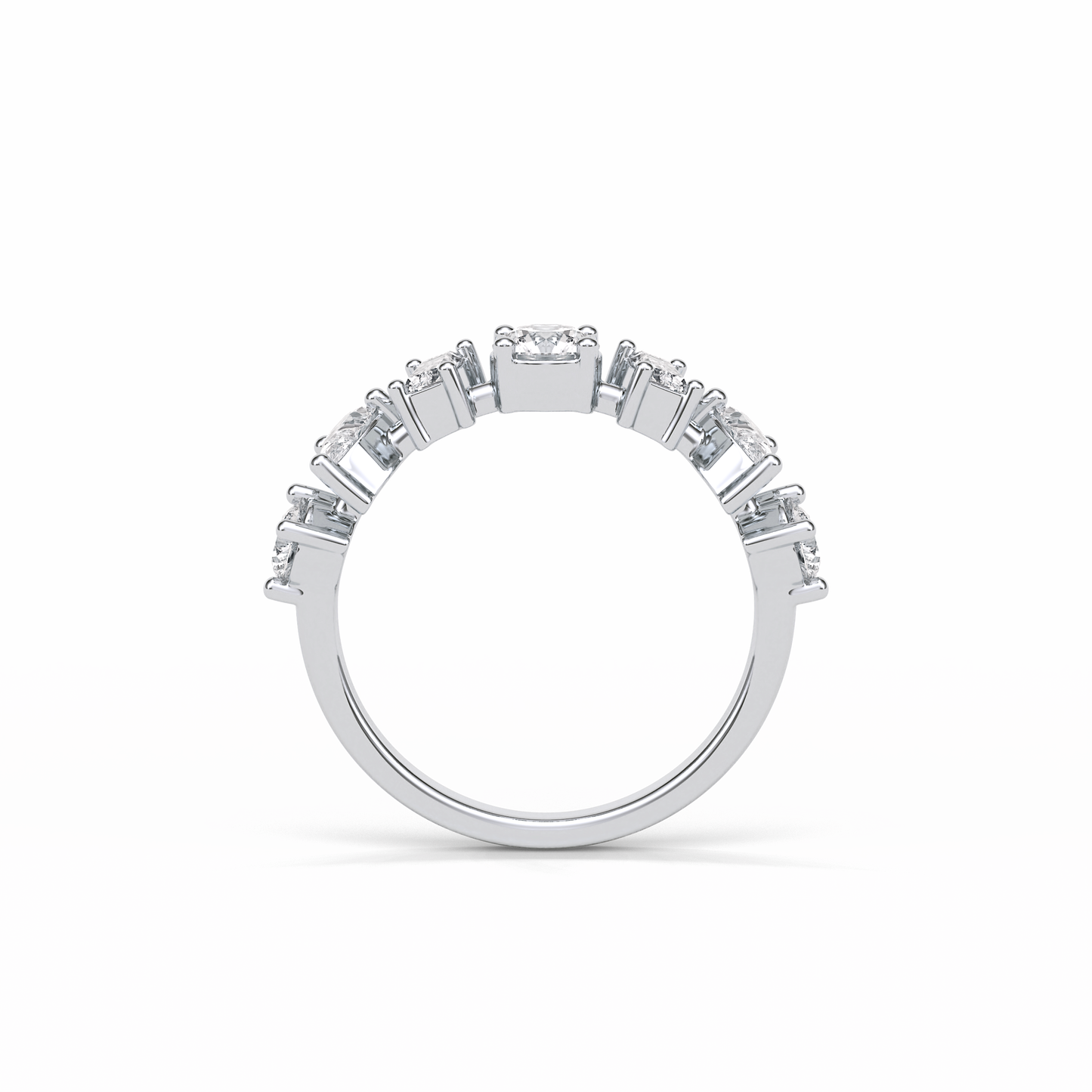 1.4 TCW Pear, Baguette & Round Shaped Wedding Band 12