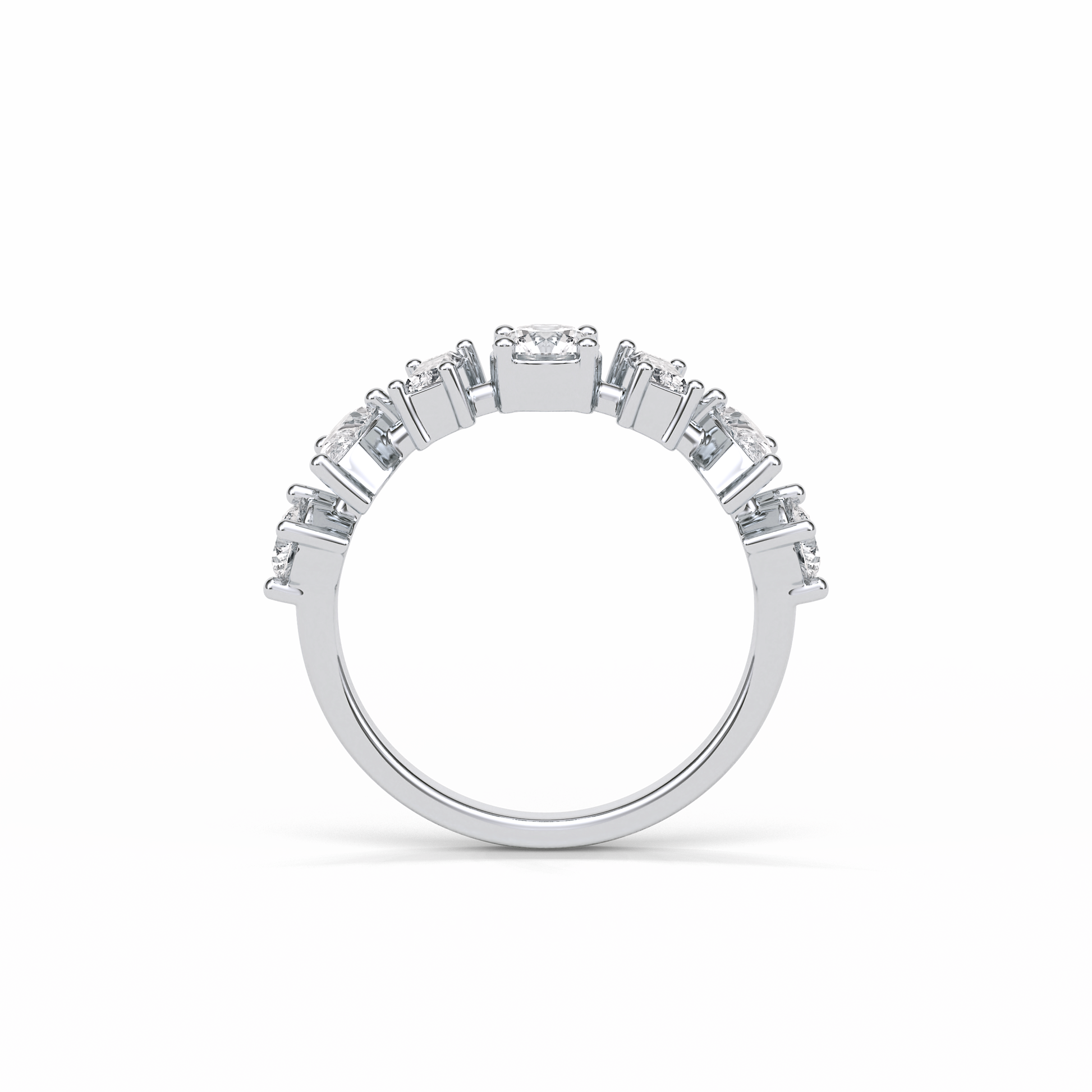 1.4 TCW Pear, Baguette & Round Shaped Wedding Band 12