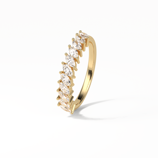 0.78 TCW Marquise Shaped Wedding Band 9