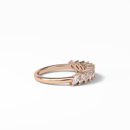 0.78 TCW Marquise Shaped Wedding Band 18