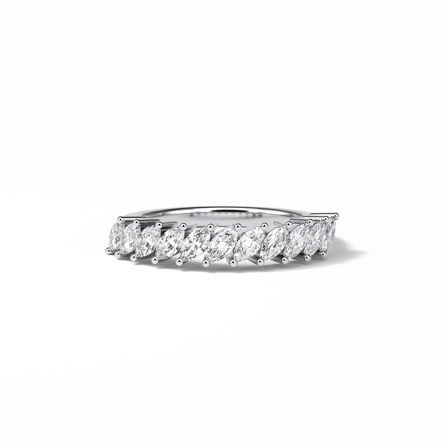 0.78 TCW Marquise Shaped Wedding Band 1