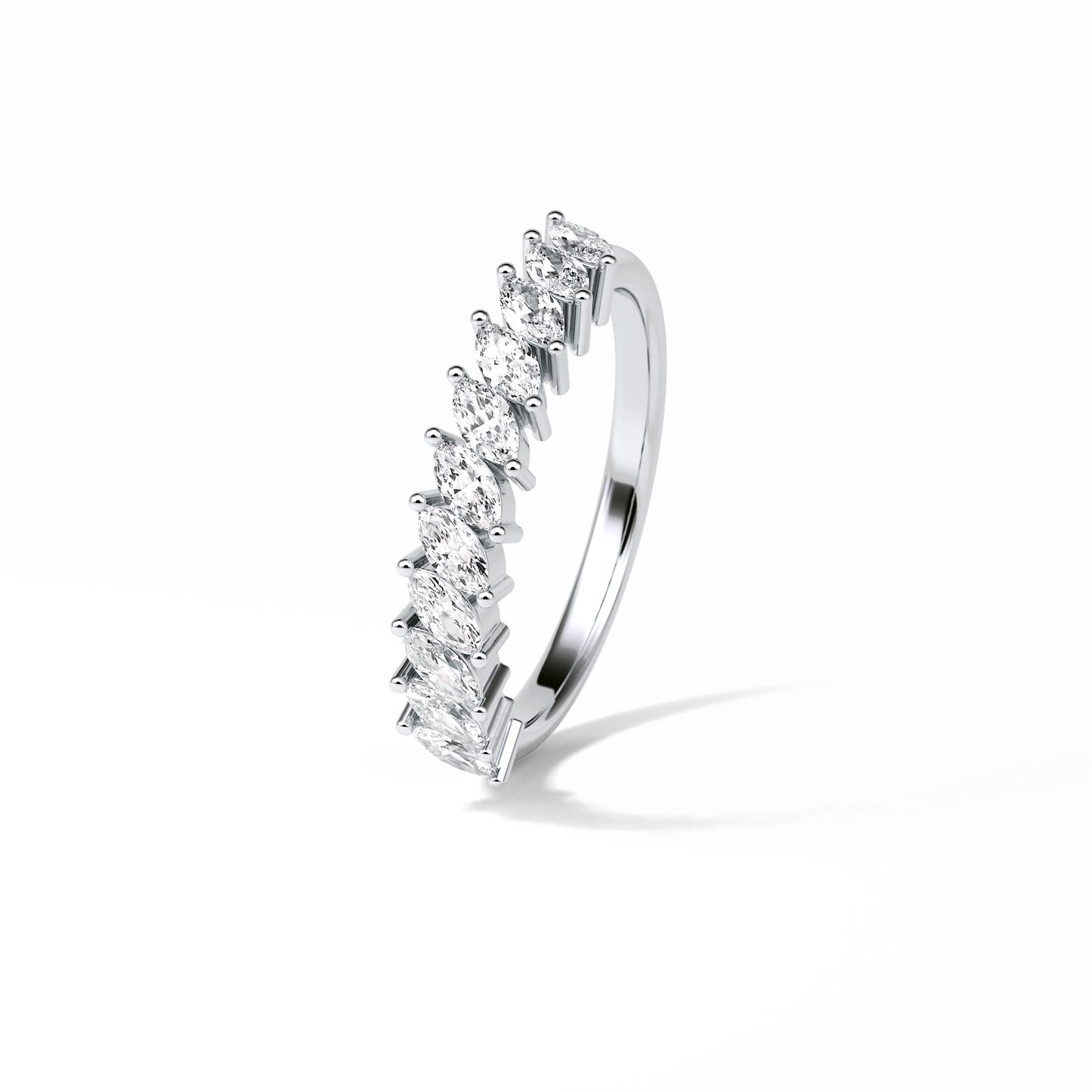 0.78 TCW Marquise Shaped Wedding Band 5