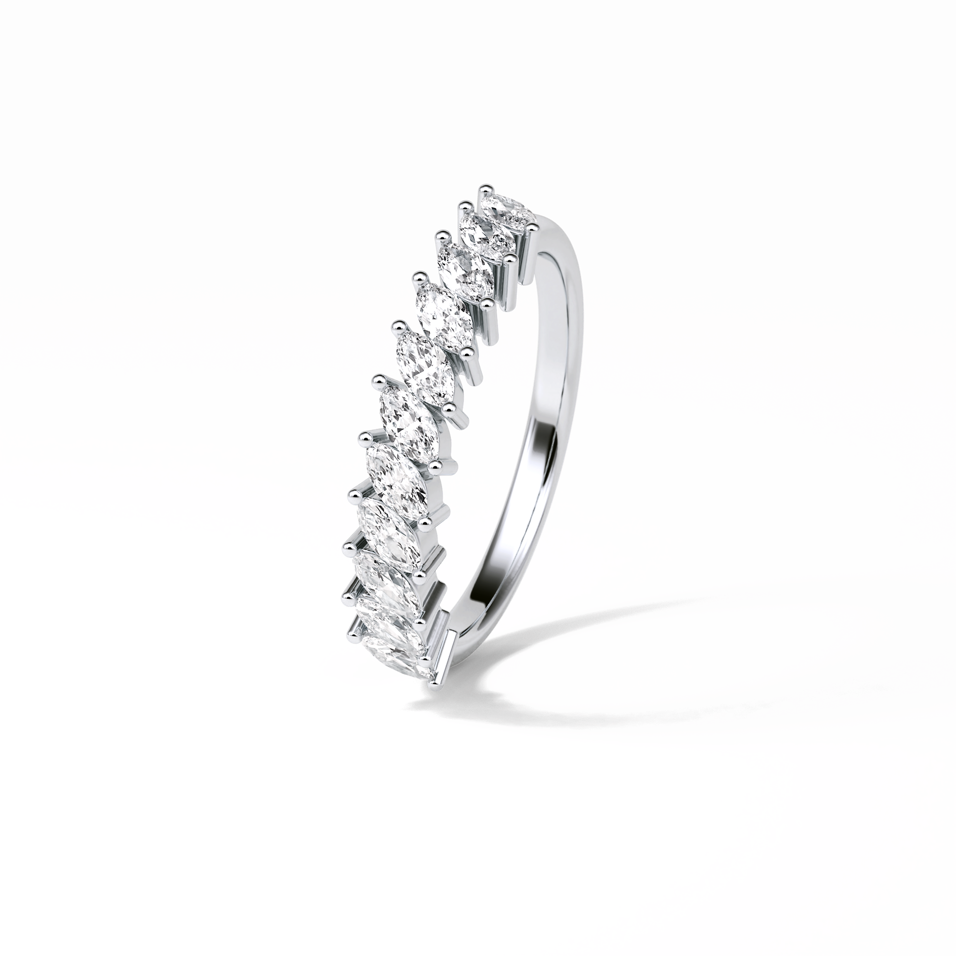 0.78 TCW Marquise Shaped Wedding Band 5
