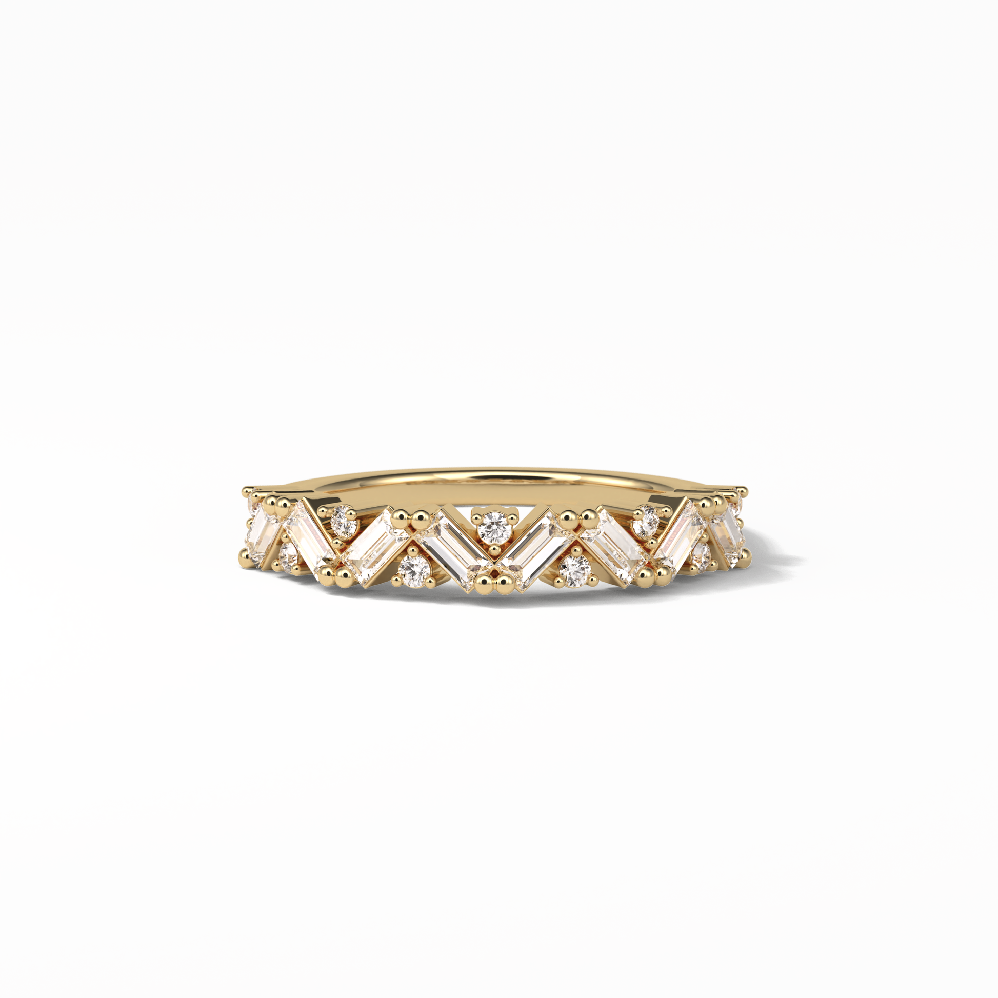 0.44 TCW Baguette and Round Shaped Wedding Band 8