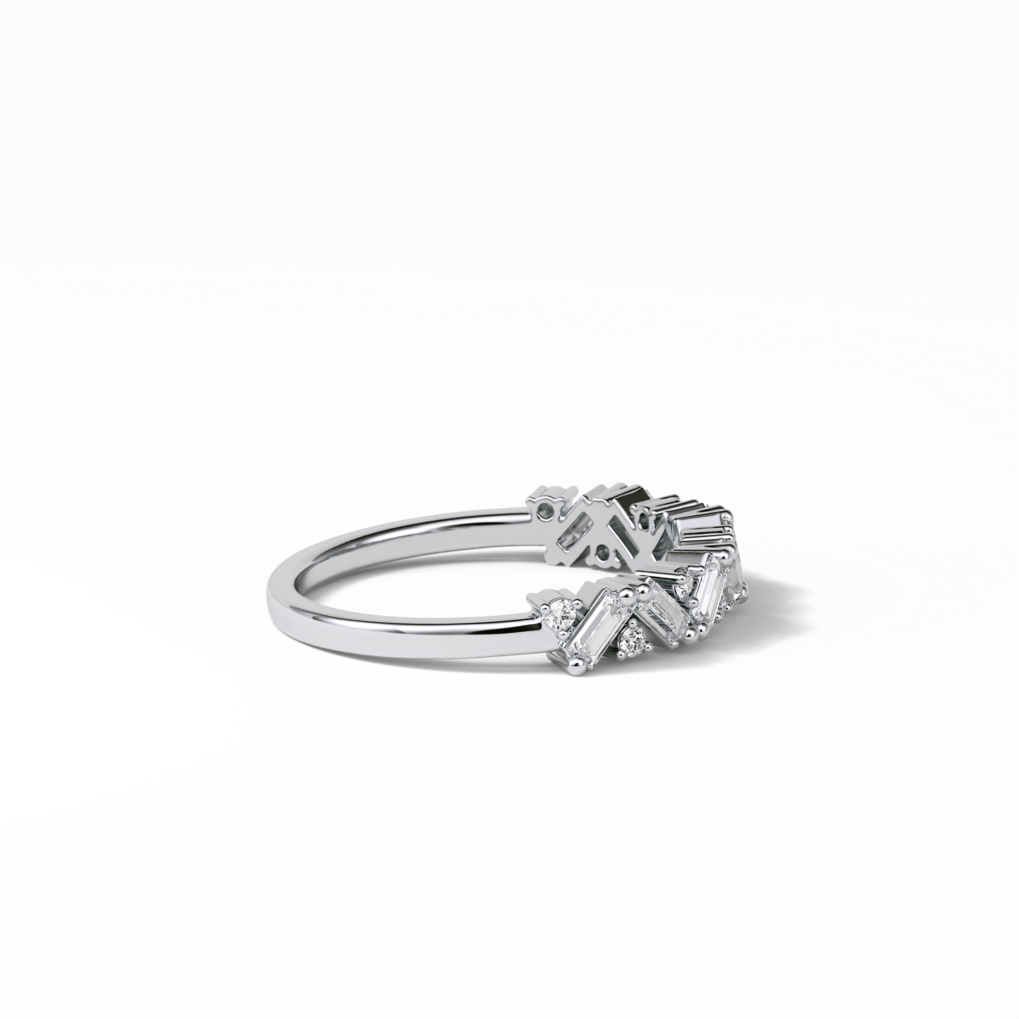 0.44 TCW Baguette and Round Shaped Wedding Band 7