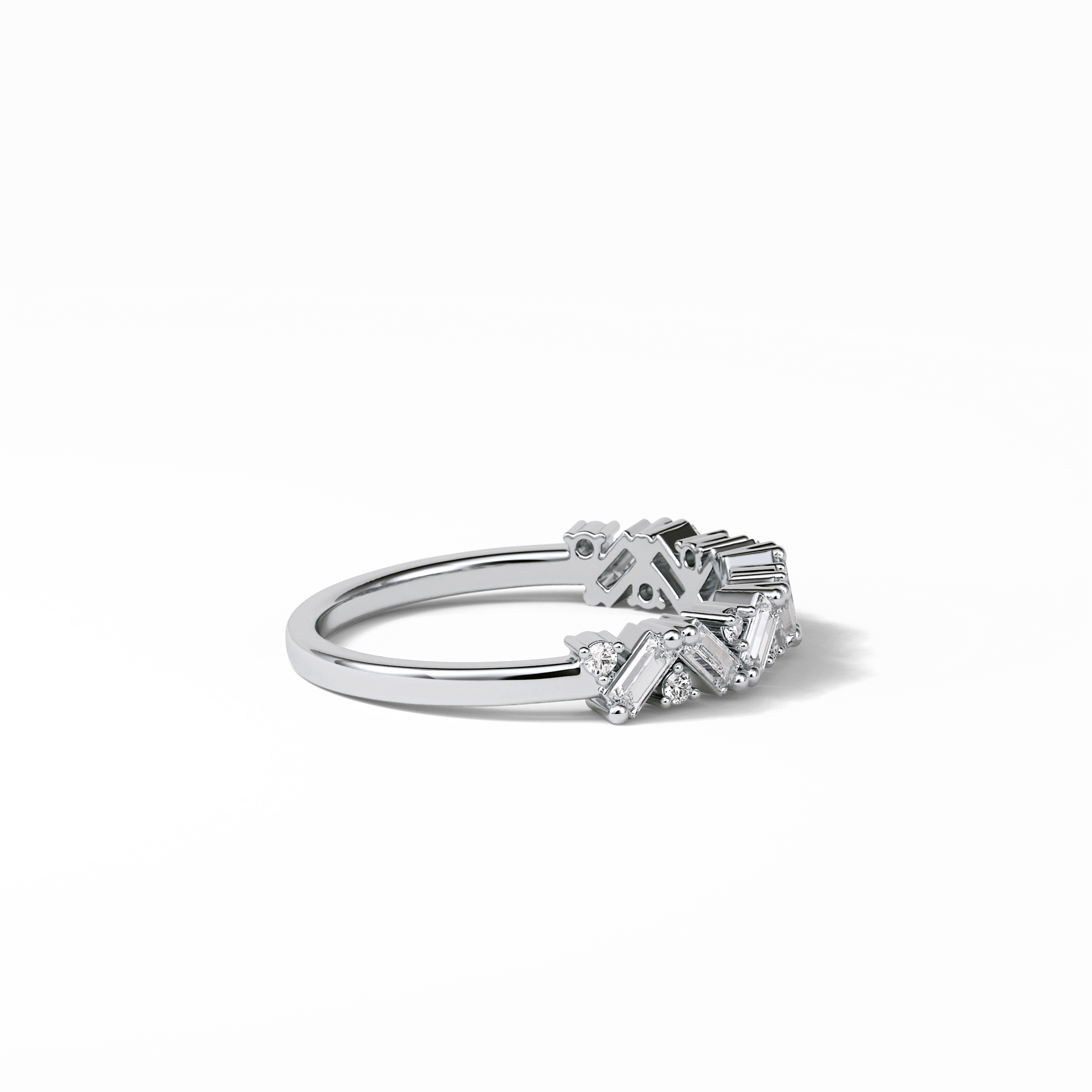0.44 TCW Baguette and Round Shaped Wedding Band 7