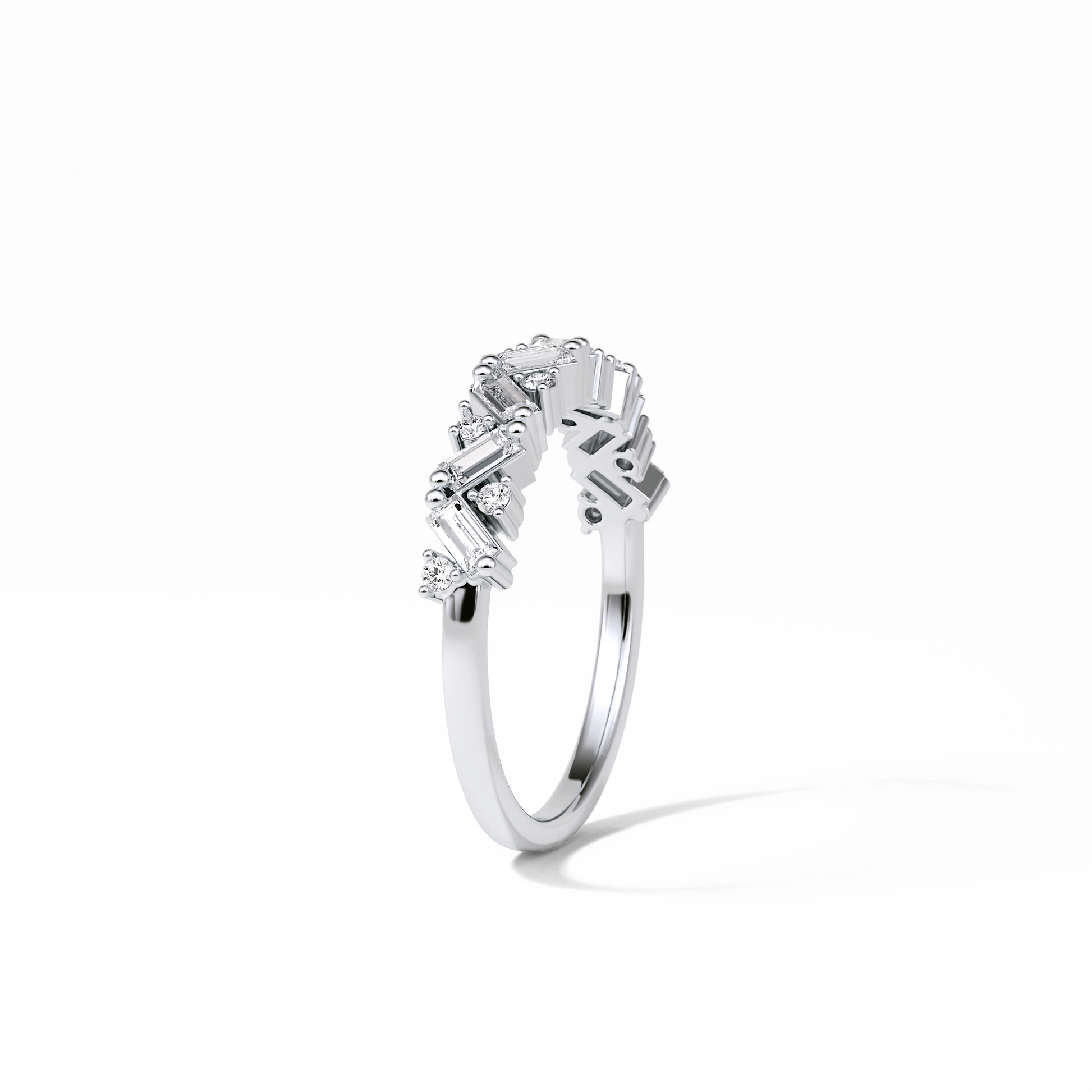 0.44 TCW Baguette and Round Shaped Wedding Band 3