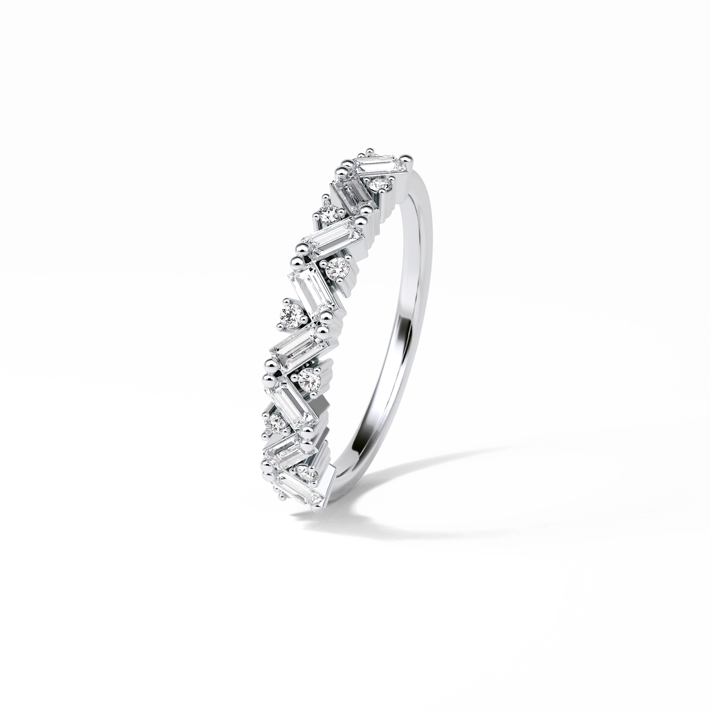 0.44 TCW Baguette and Round Shaped Wedding Band 4