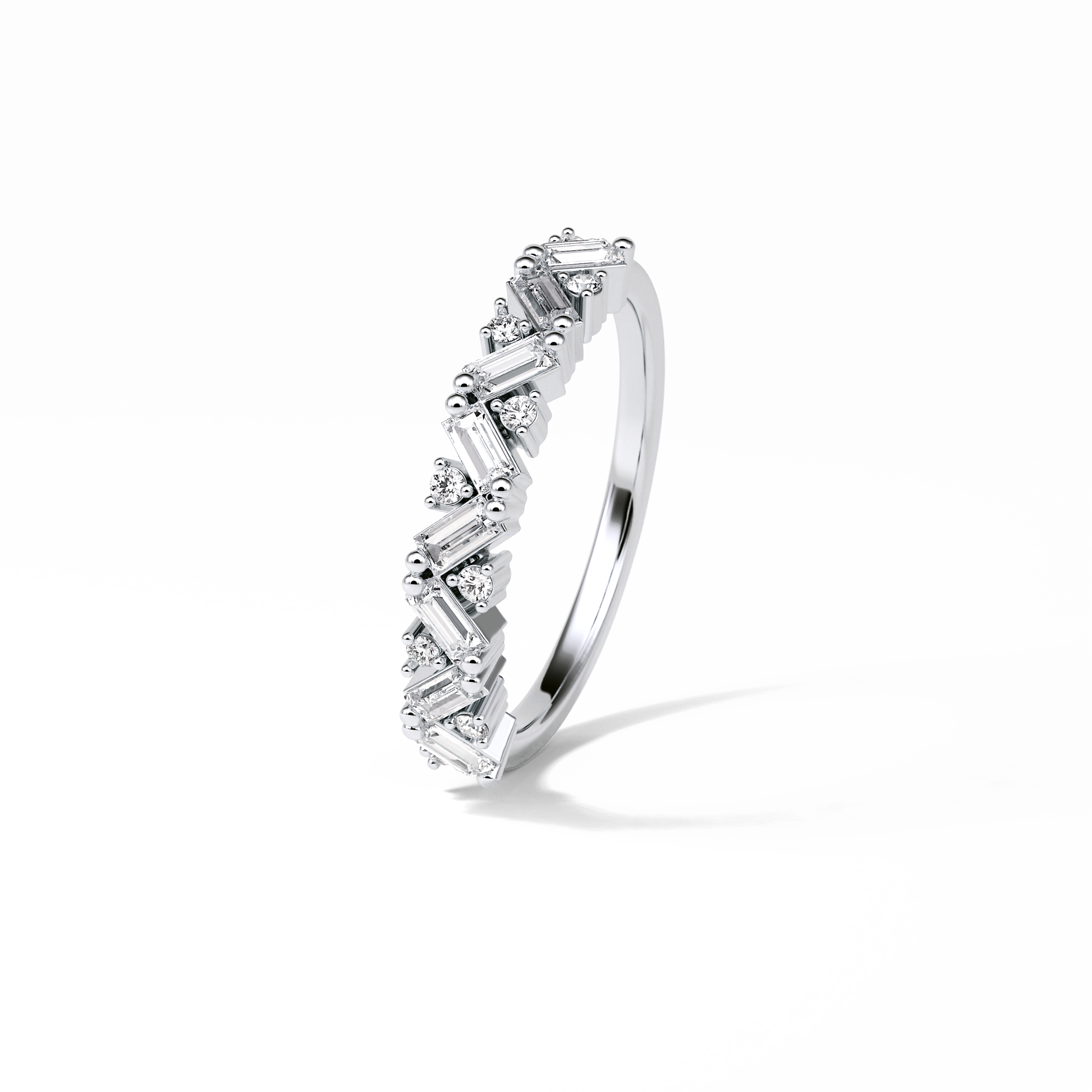 0.44 TCW Baguette and Round Shaped Wedding Band 4