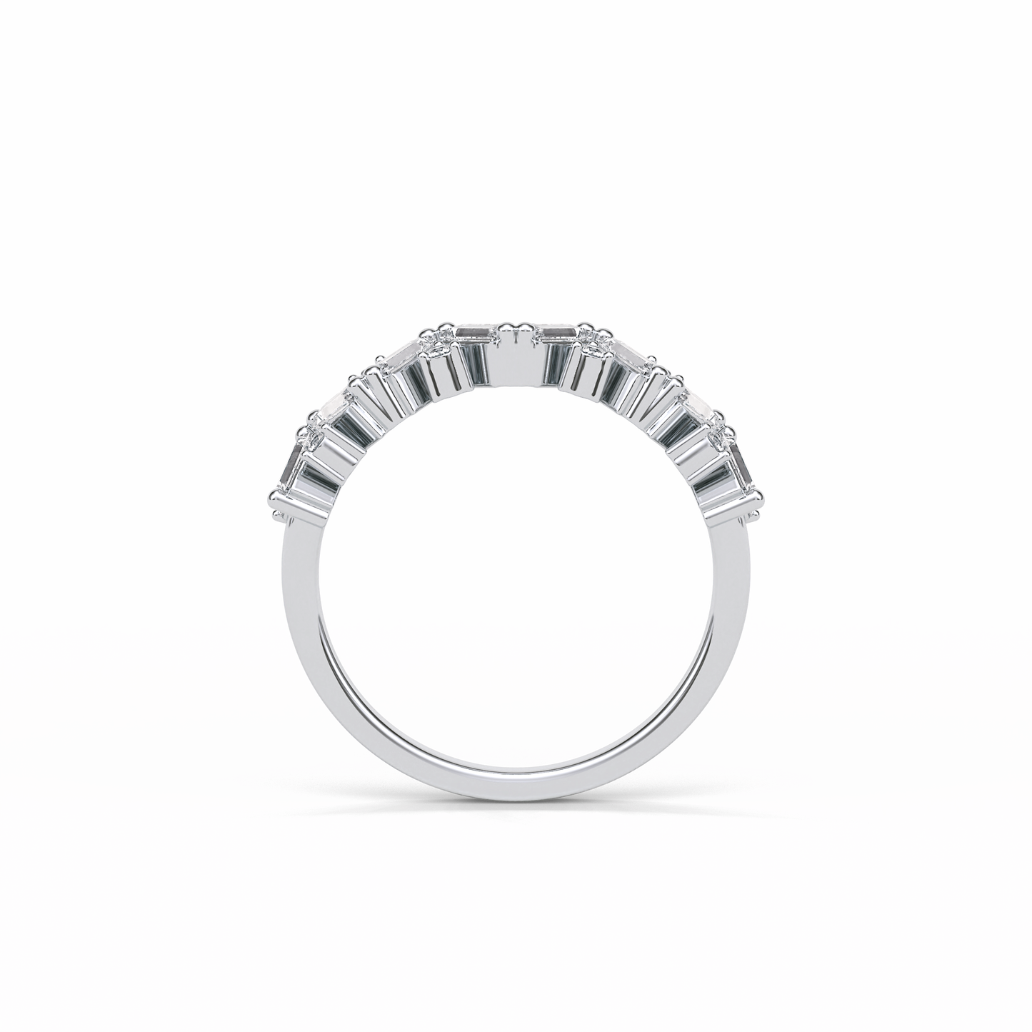 0.44 TCW Baguette and Round Shaped Wedding Band 5