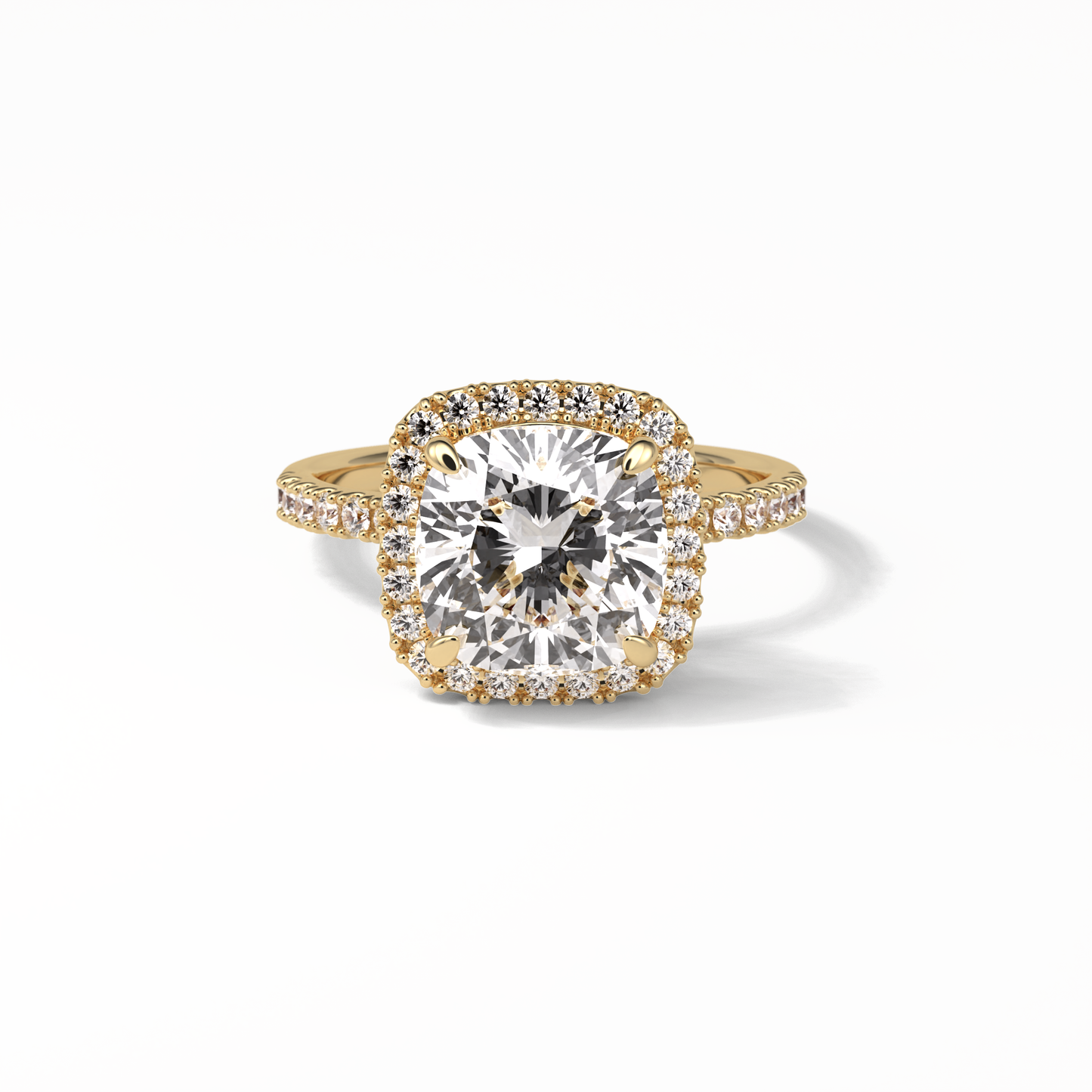 Cushion Pave & Halo Lab Grown Diamond Engagement Ring