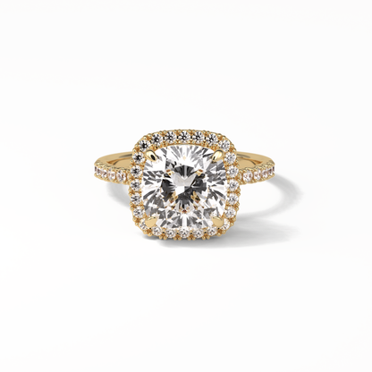 Cushion Pave & Halo Lab Grown Diamond Engagement Ring