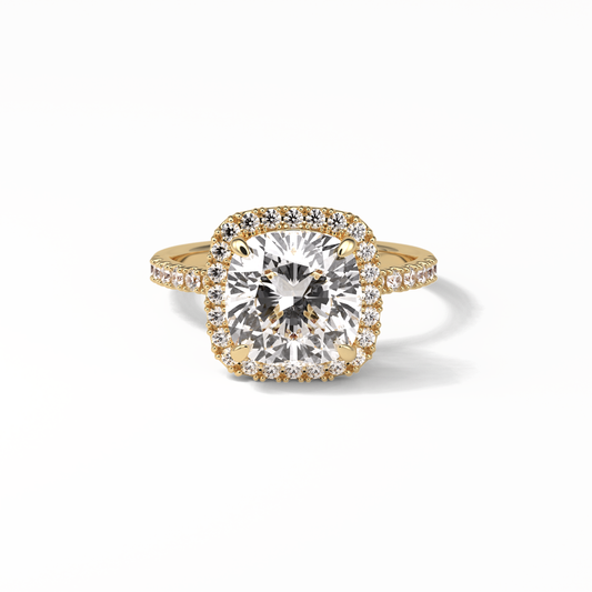 Cushion Pave & Halo Lab Grown Diamond Engagement Ring
