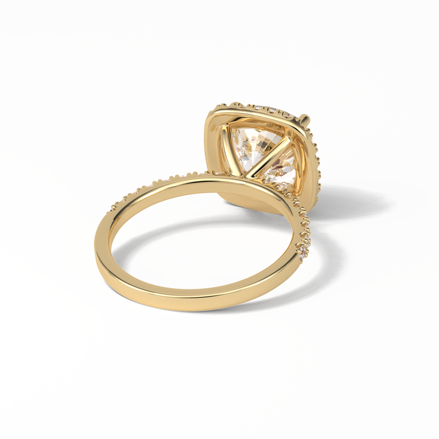 Cushion Pave & Halo Lab Grown Diamond Engagement Ring