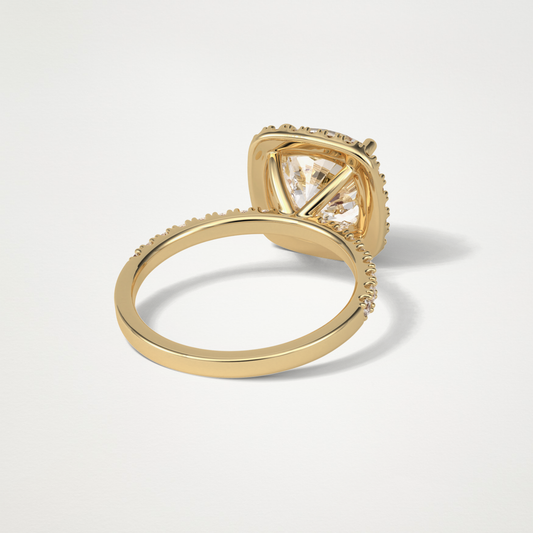 Cushion Pave & Halo Lab Grown Diamond Engagement Ring
