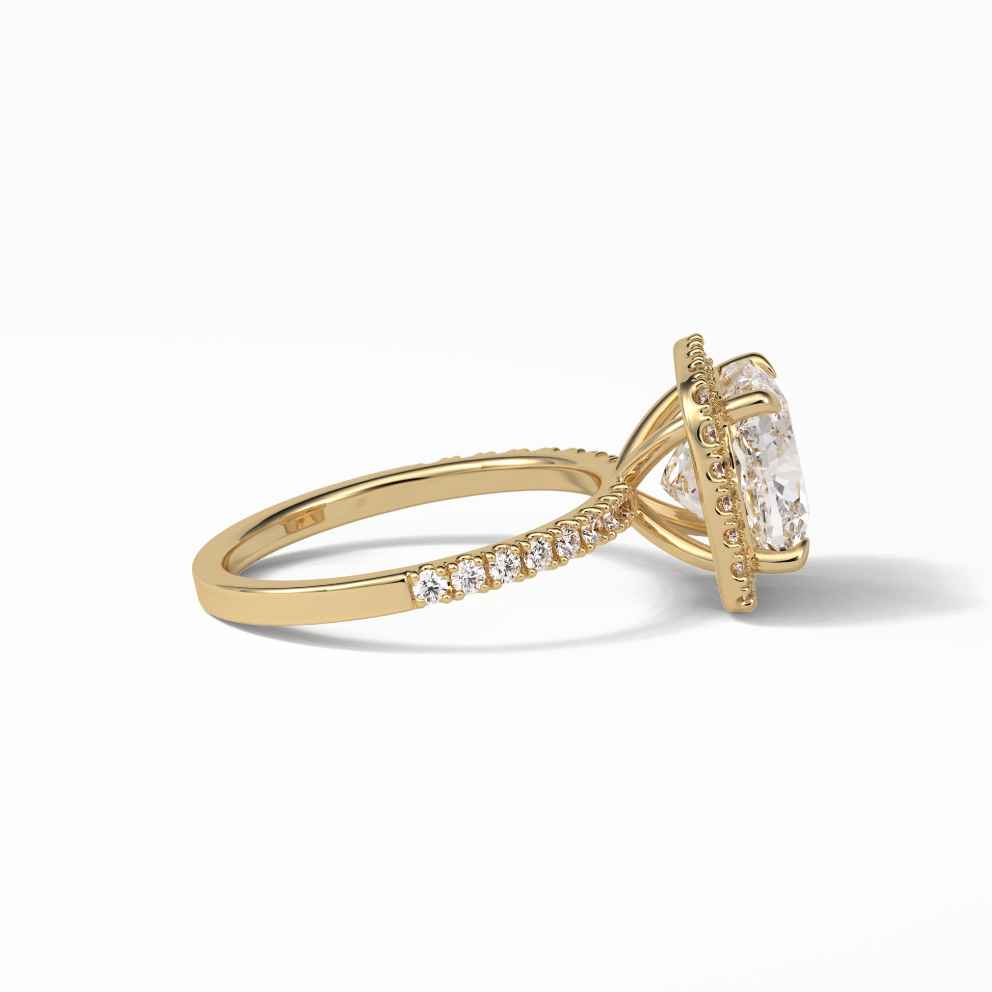 Cushion Pave & Halo Lab Grown Diamond Engagement Ring