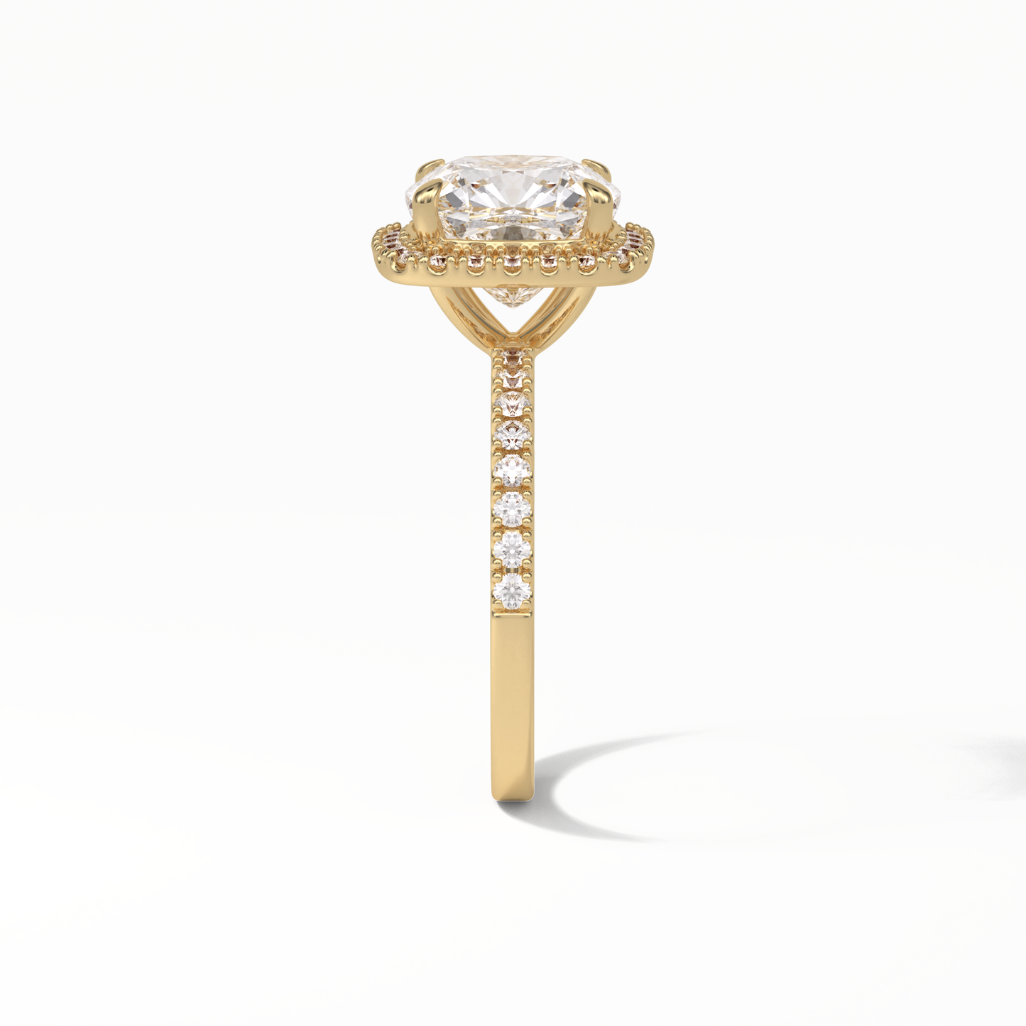 Cushion Pave & Halo Lab Grown Diamond Engagement Ring