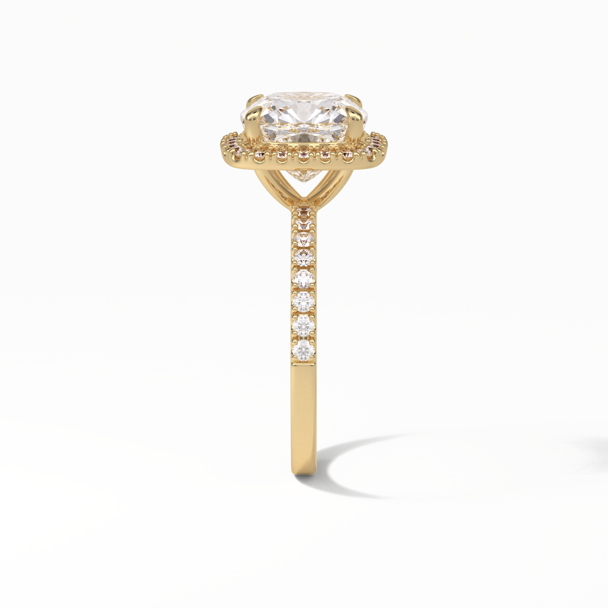 Cushion Pave & Halo Lab Grown Diamond Engagement Ring