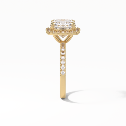 Cushion Pave & Halo Lab Grown Diamond Engagement Ring