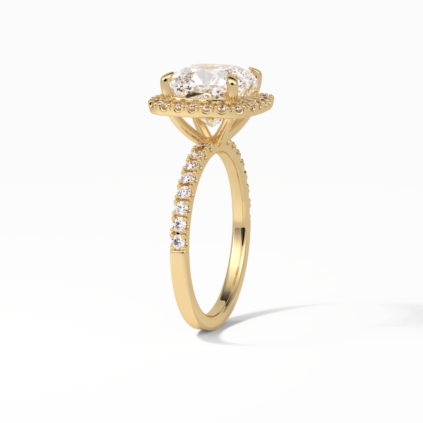 Cushion Pave & Halo Lab Grown Diamond Engagement Ring