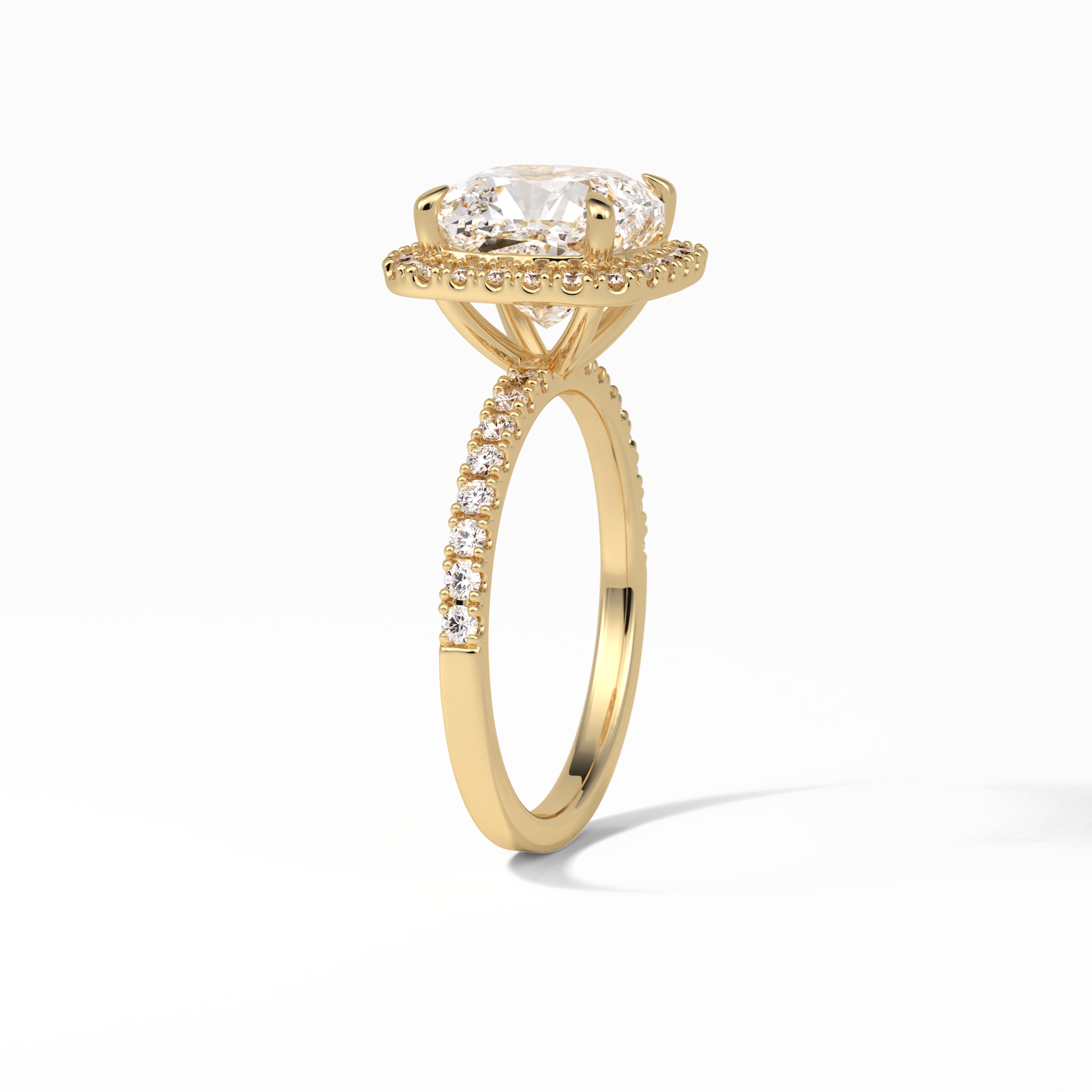Cushion Pave & Halo Lab Grown Diamond Engagement Ring