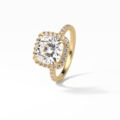 Cushion Pave & Halo Lab Grown Diamond Engagement Ring