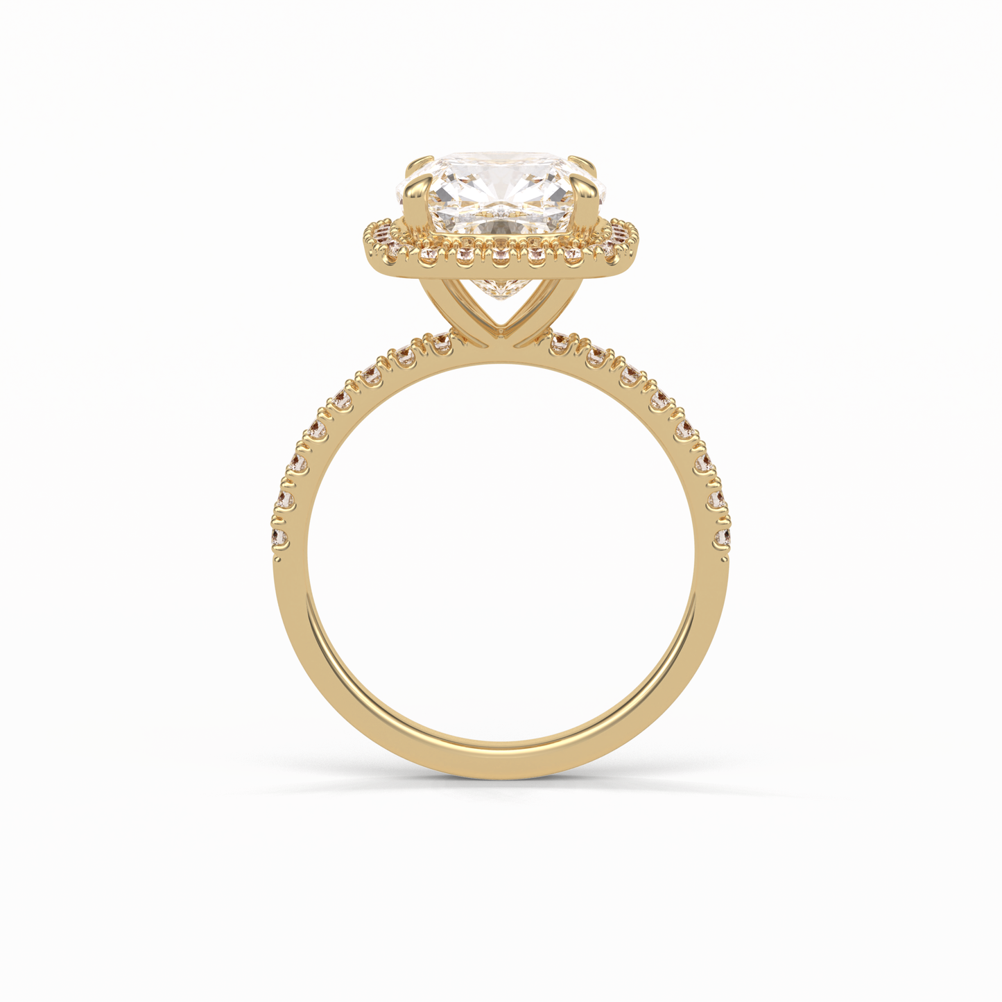 Cushion Pave & Halo Lab Grown Diamond Engagement Ring