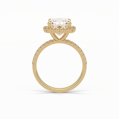 Cushion Pave & Halo Lab Grown Diamond Engagement Ring