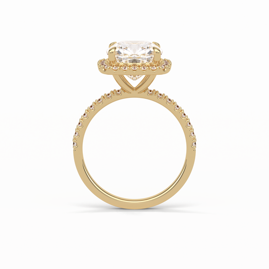 Cushion Pave & Halo Lab Grown Diamond Engagement Ring
