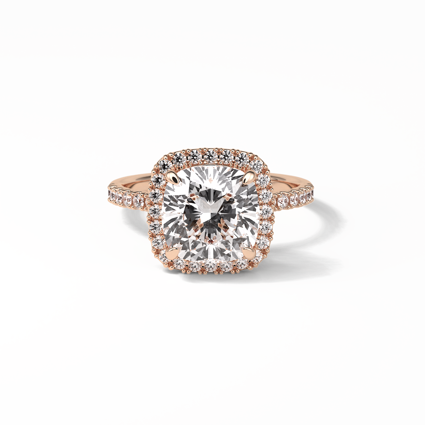 Cushion Pave & Halo Lab Grown Diamond Engagement Ring