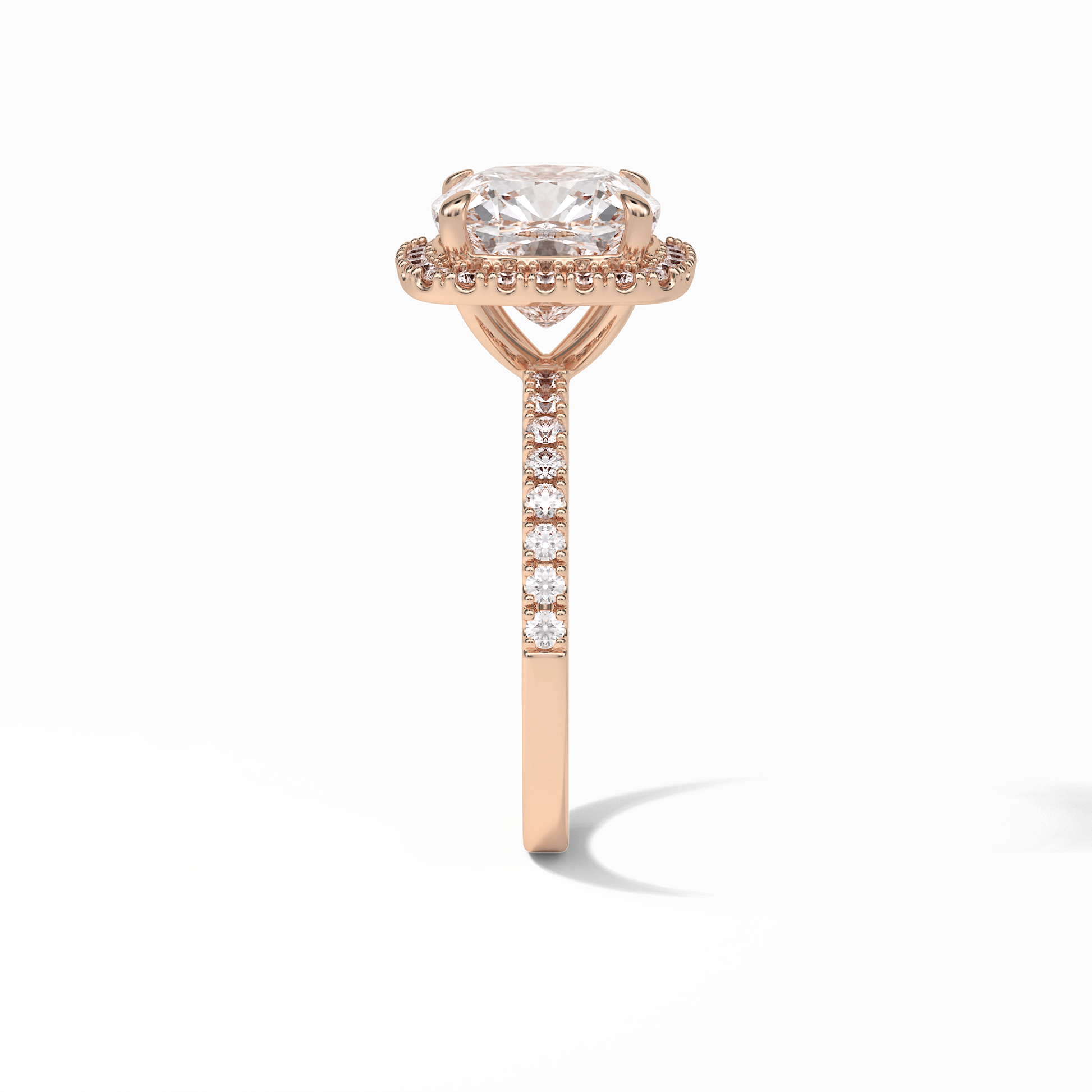 Cushion Pave & Halo Lab Grown Diamond Engagement Ring