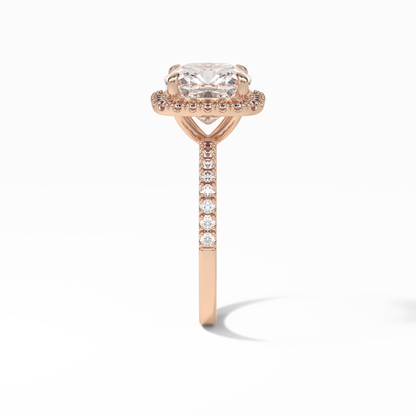 Cushion Pave & Halo Lab Grown Diamond Engagement Ring