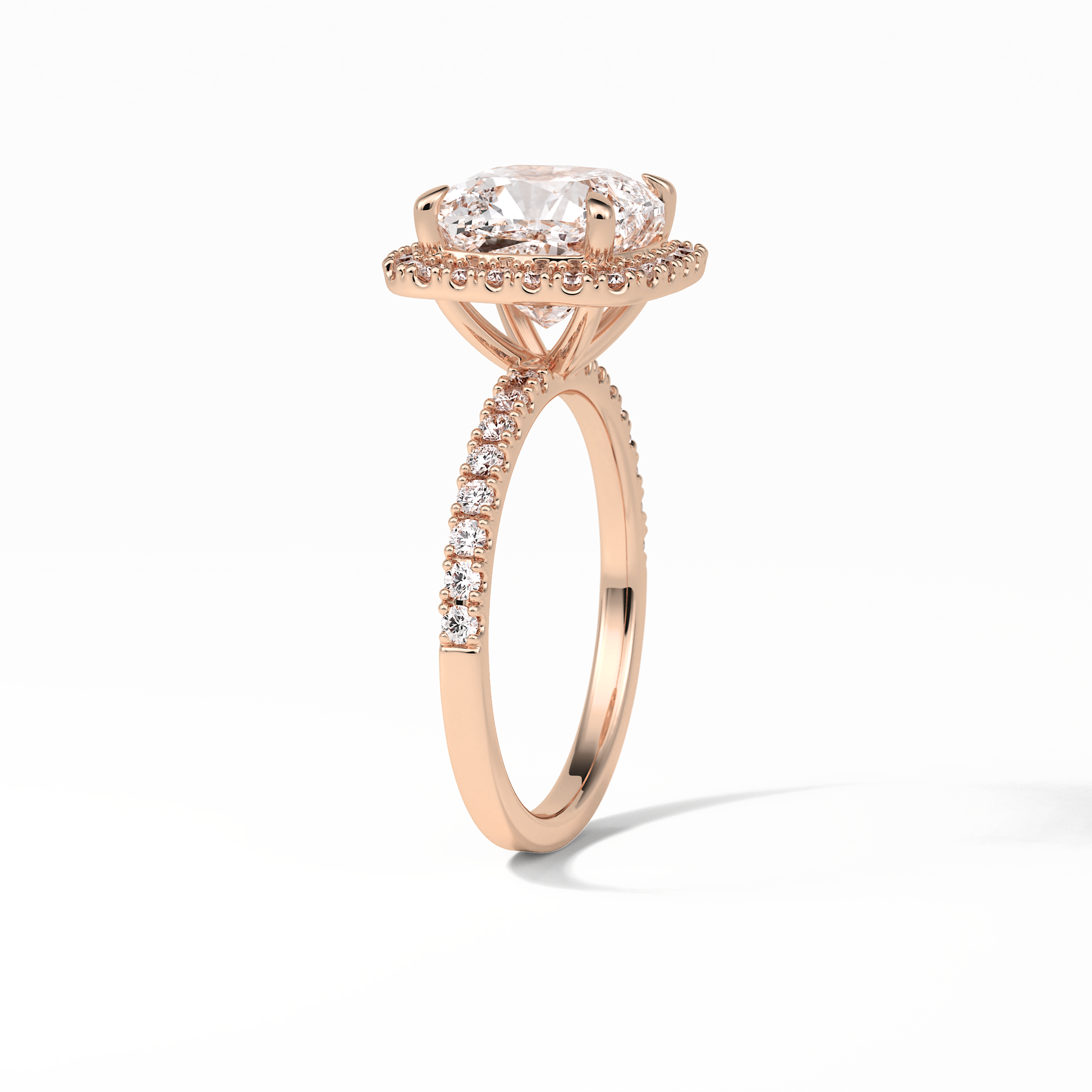 Cushion Pave & Halo Lab Grown Diamond Engagement Ring