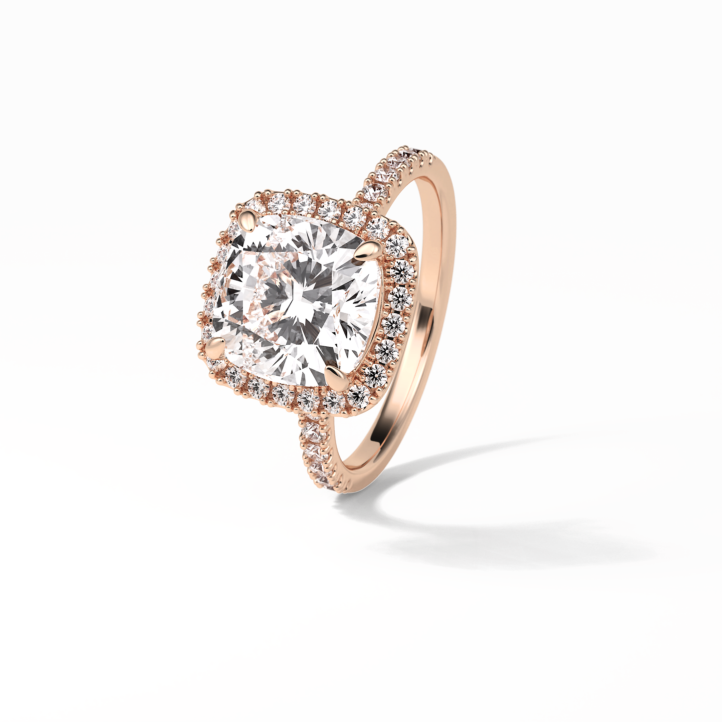 Cushion Pave & Halo Lab Grown Diamond Engagement Ring