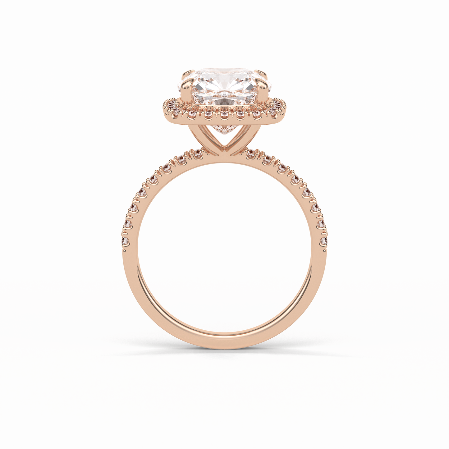 Cushion Pave & Halo Lab Grown Diamond Engagement Ring