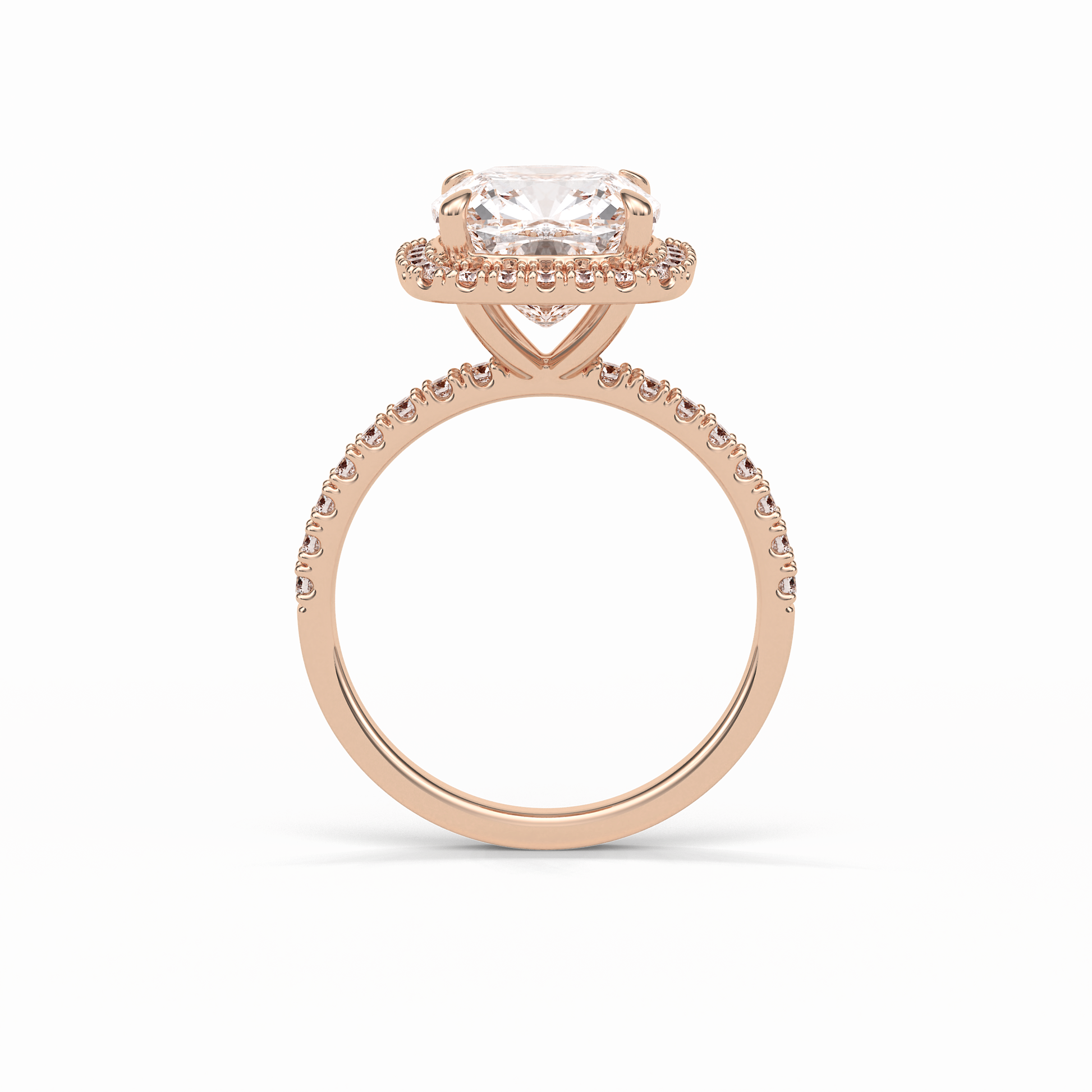 Cushion Pave & Halo Lab Grown Diamond Engagement Ring