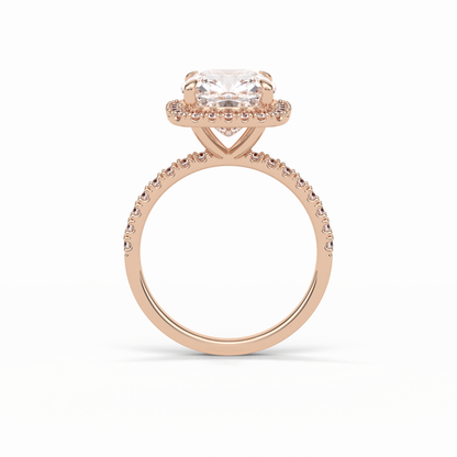 Cushion Pave & Halo Lab Grown Diamond Engagement Ring