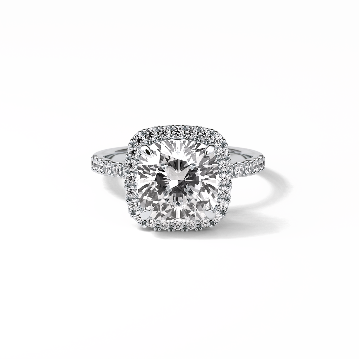 Cushion Pave & Halo Lab Grown Diamond Engagement Ring