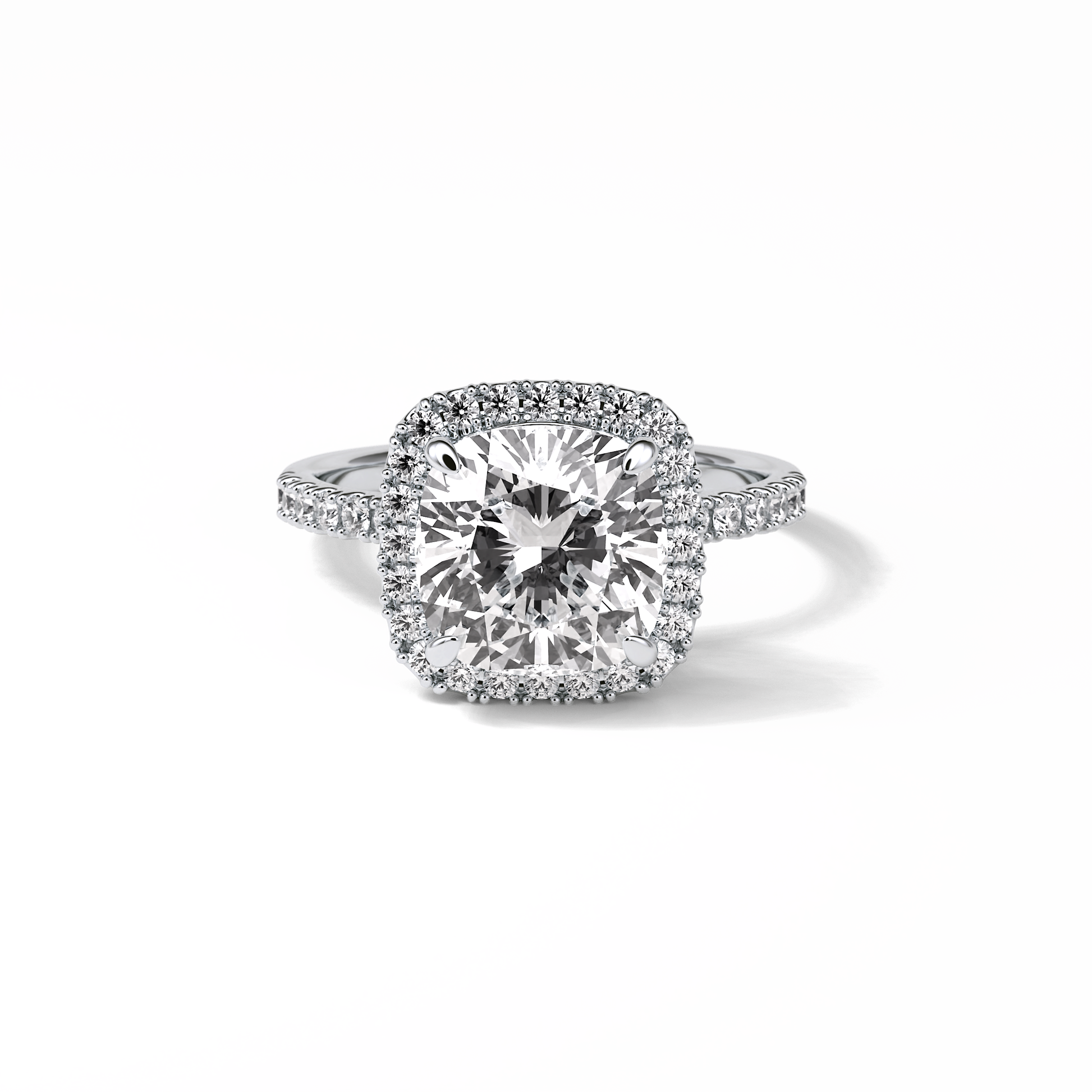 Cushion Pave & Halo Lab Grown Diamond Engagement Ring