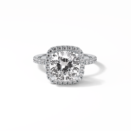 Cushion Pave & Halo Lab Grown Diamond Engagement Ring