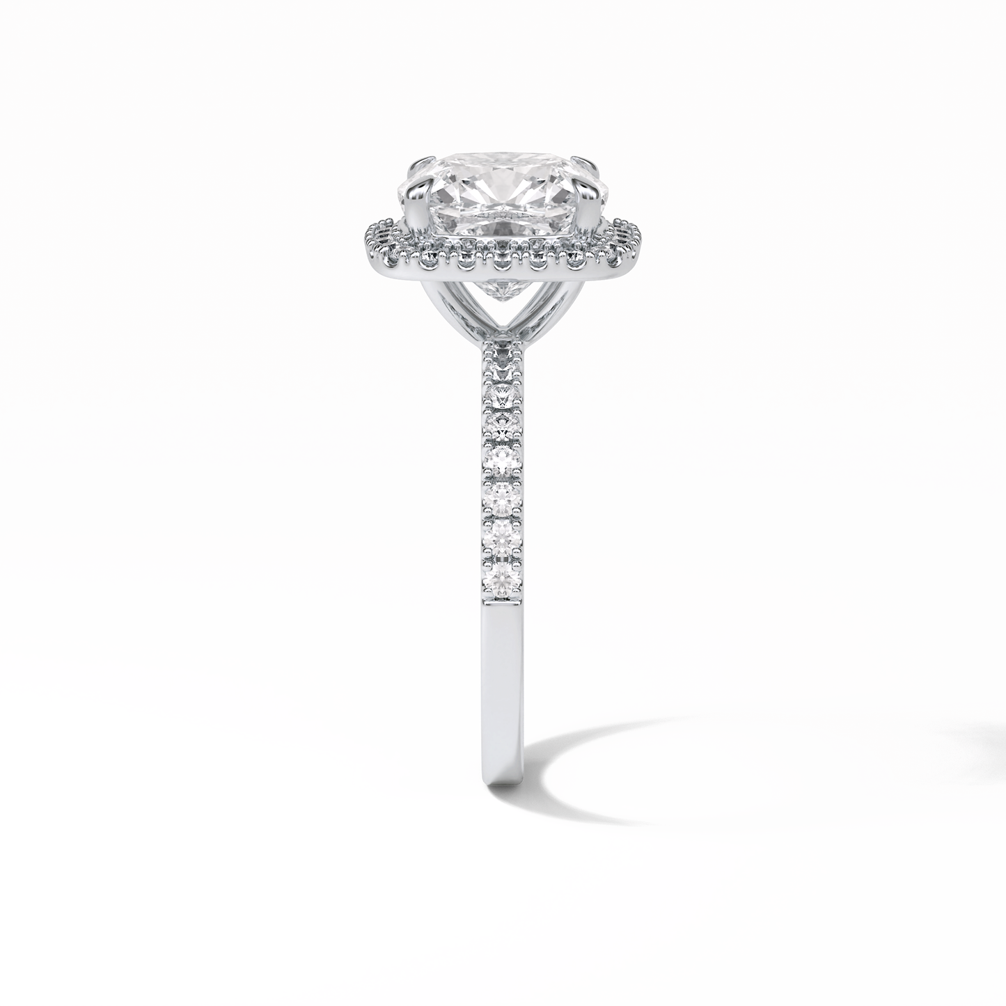 Cushion Pave & Halo Lab Grown Diamond Engagement Ring