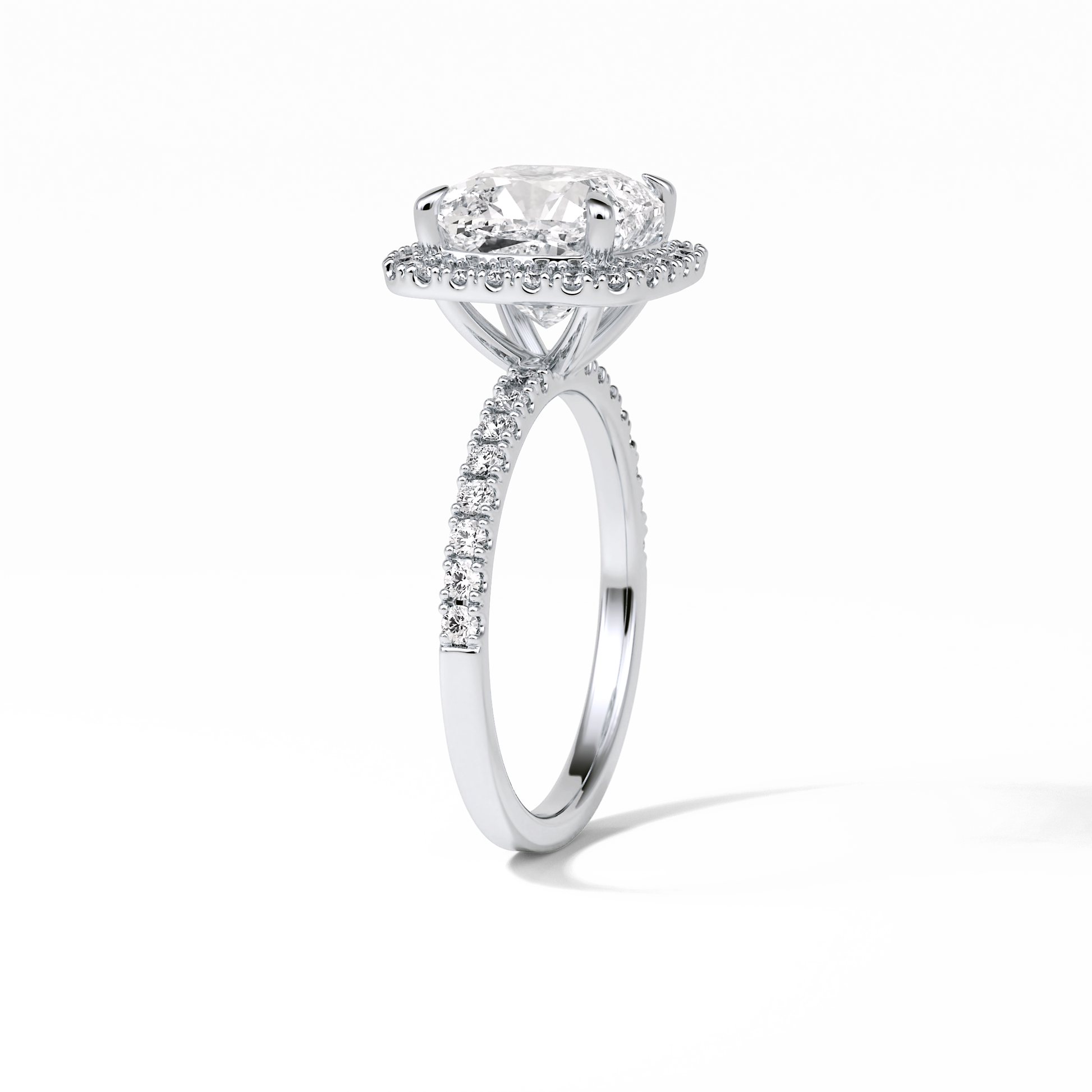 Cushion Pave & Halo Lab Grown Diamond Engagement Ring