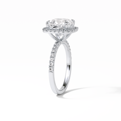 Cushion Pave & Halo Lab Grown Diamond Engagement Ring