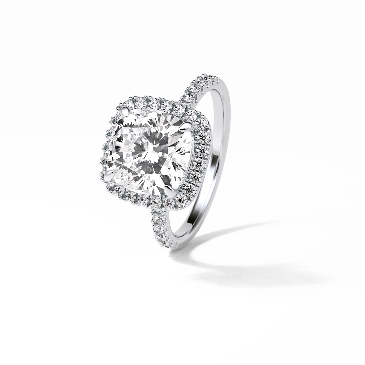 Cushion Pave & Halo Lab Grown Diamond Engagement Ring